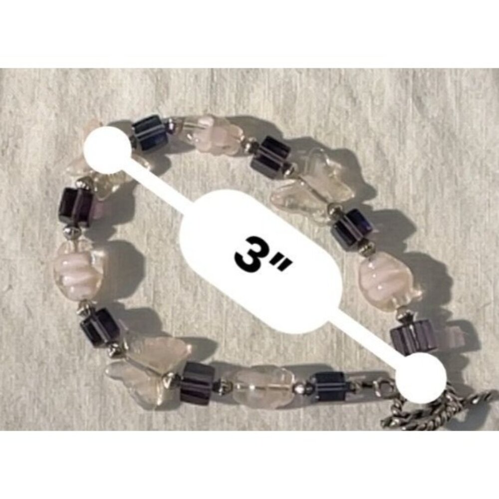 Butterfly & Cube Beaded Bracelet With Heart Toggle Clasp - Picture 4 of 6